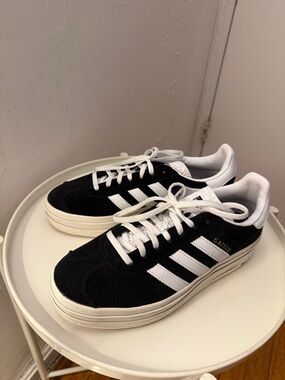 adidas Black & White Gazelle-Inspired Suede Sneakers